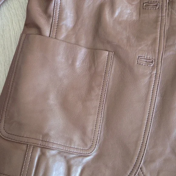 Women's Leather Exotica Brown Leather Blazer.  Perfect Shade Of Brown! 🟤 Small - Picture 3 of 10